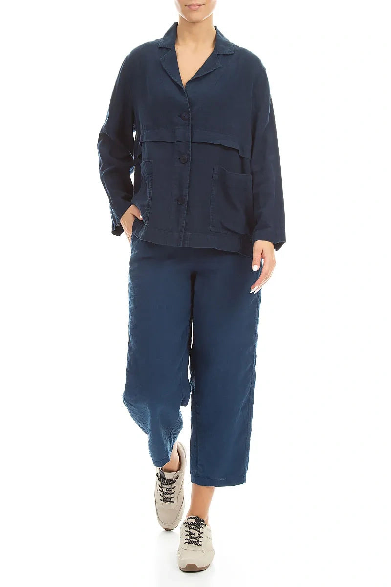 Softly Structured Navy Linen Jacket 4