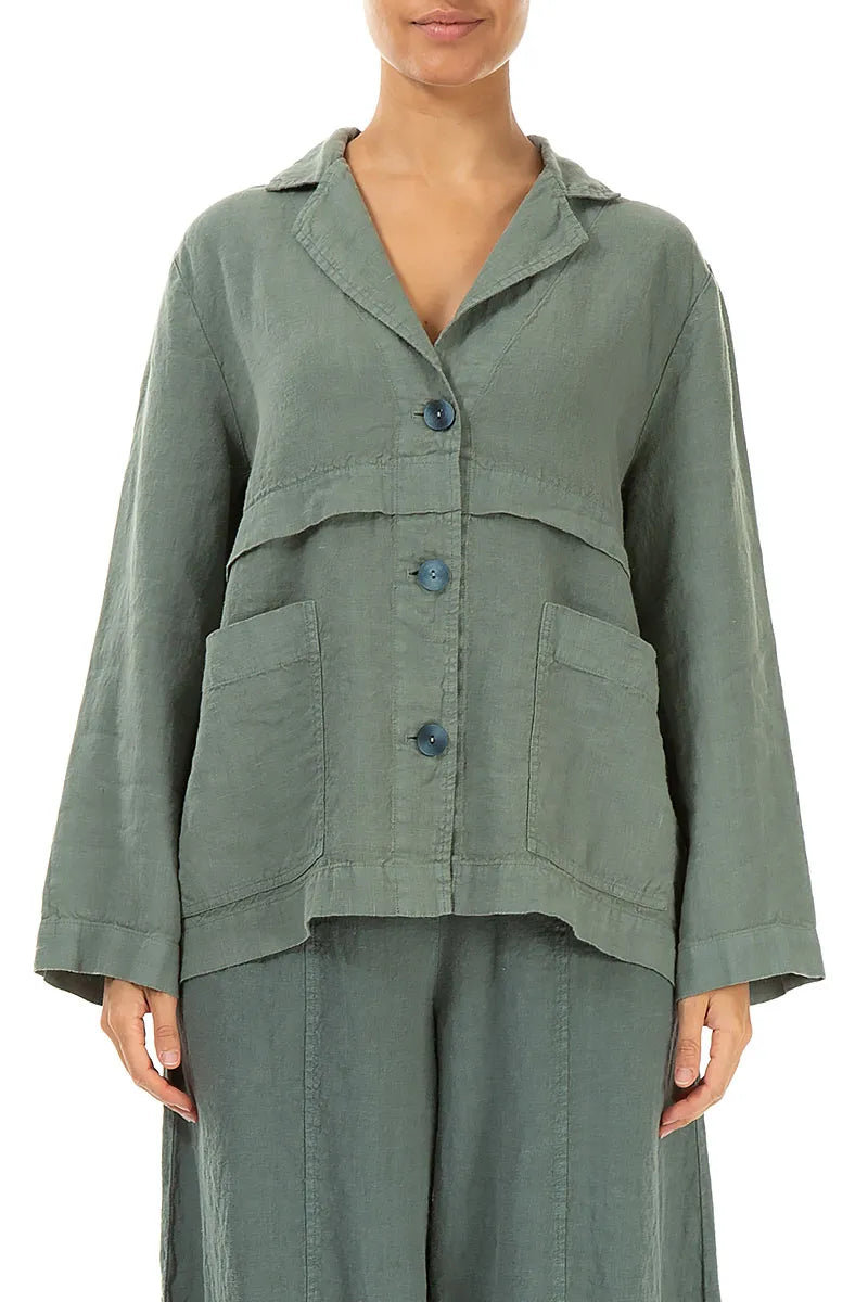 Softly Structured Sage Linen Jacket 1