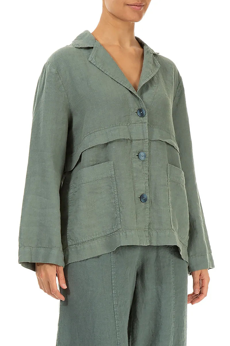 Structured Linen Jacket Softly Structured Sage Linen Jacket – grizas.com