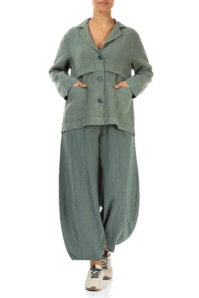 Structured Linen Jacket Softly Structured Sage Linen Jacket – grizas.com
