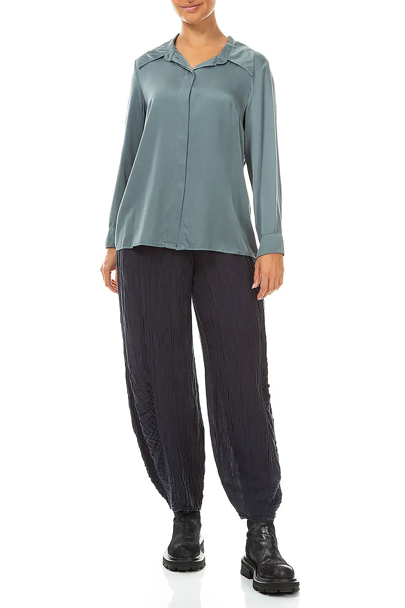 Softly Tailored Slate Silk Shirt