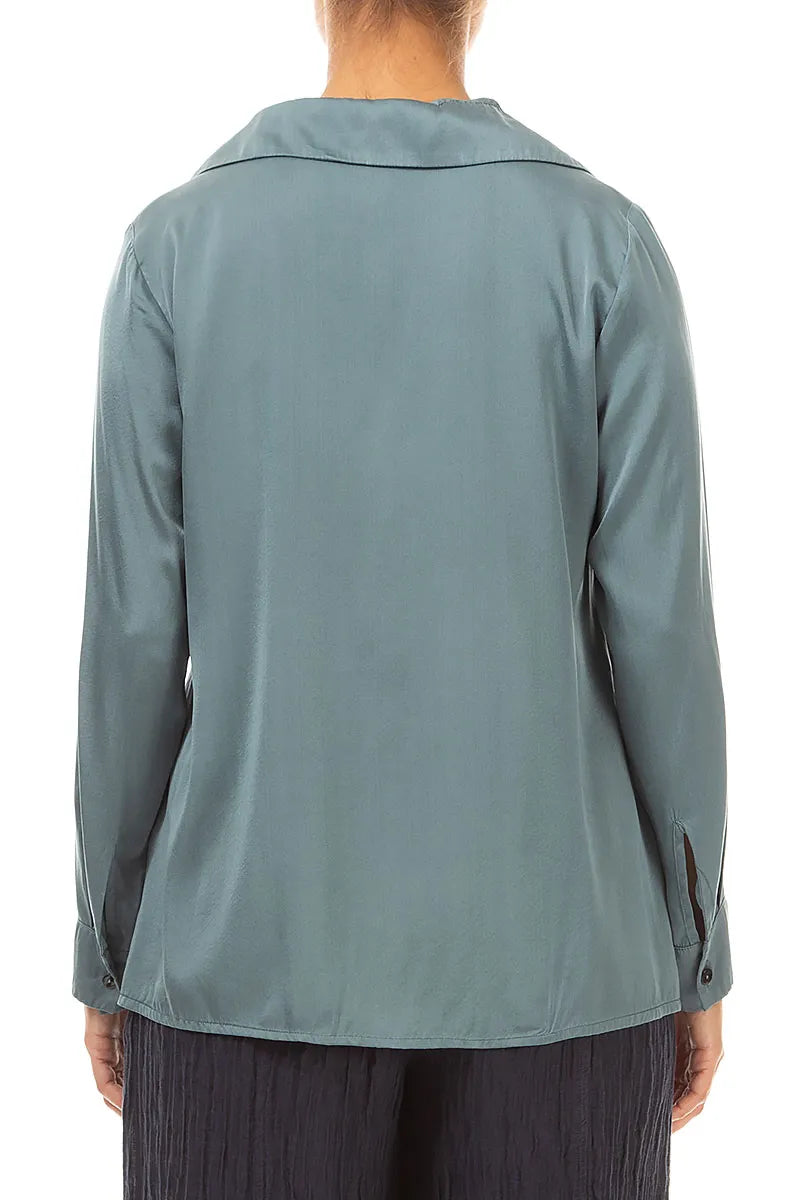 Softly Tailored Slate Silk Shirt