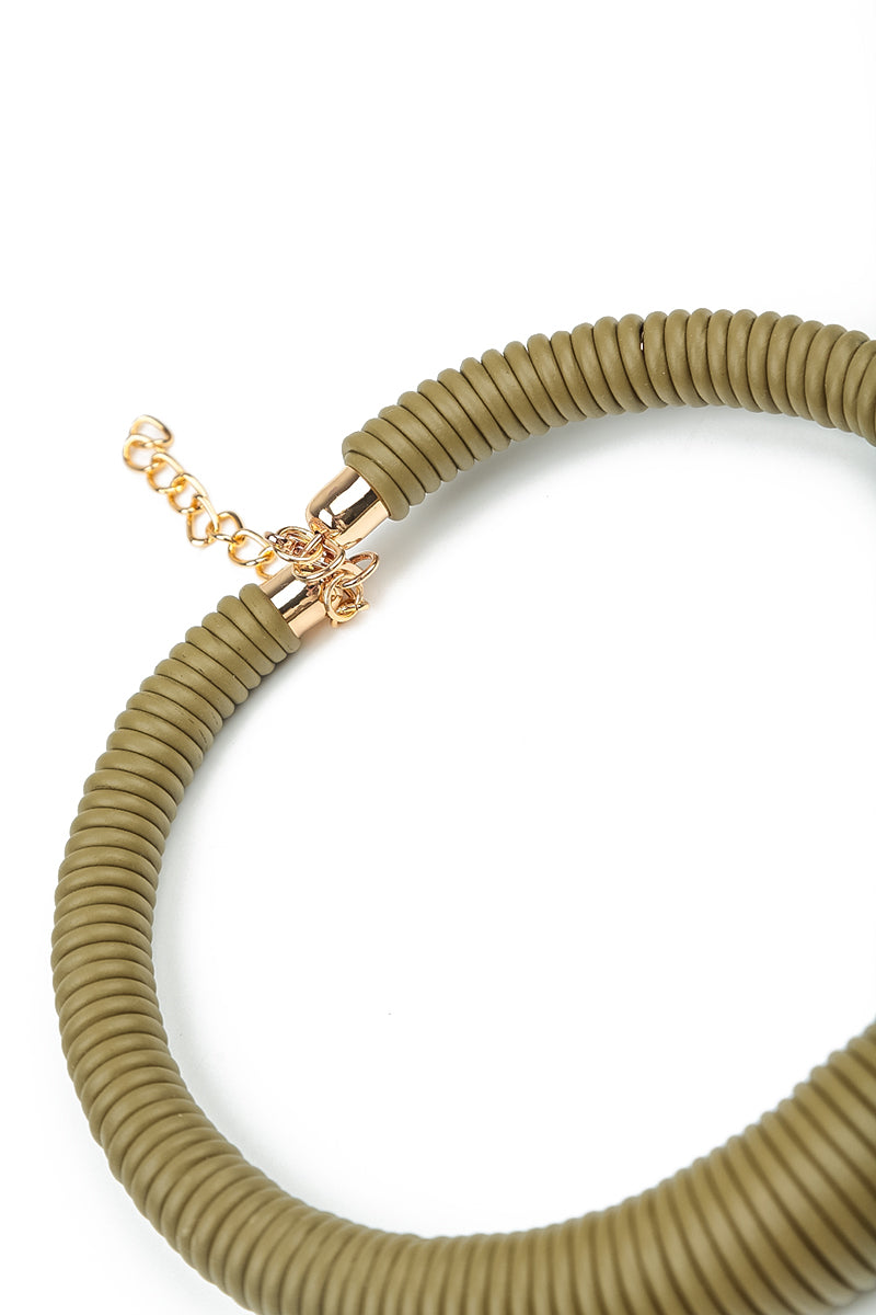 Spiral Green Rubber Necklace