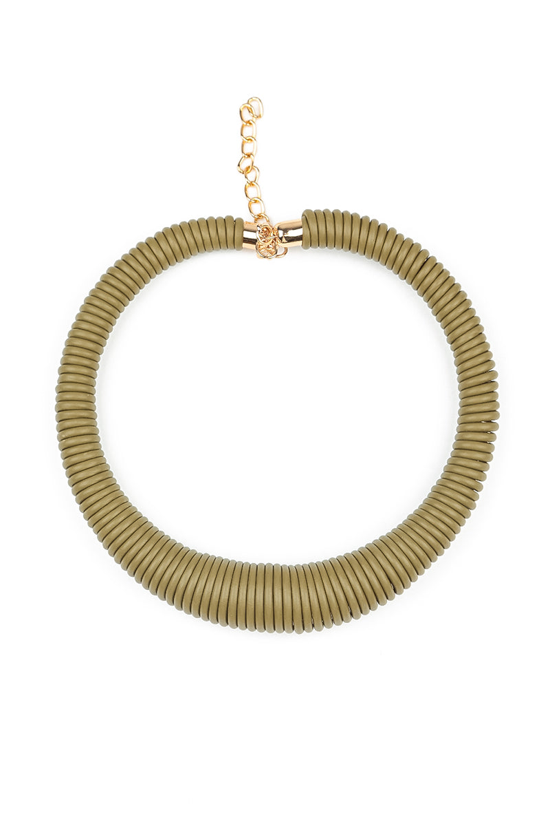 Spiral Green Rubber Necklace