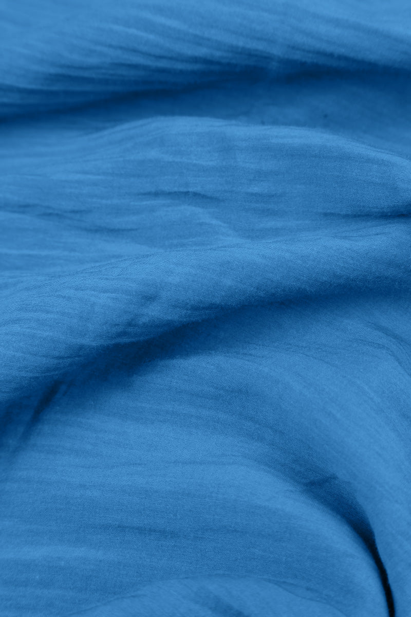 Square Cobalt Blue Silk Cotton Scarf 4