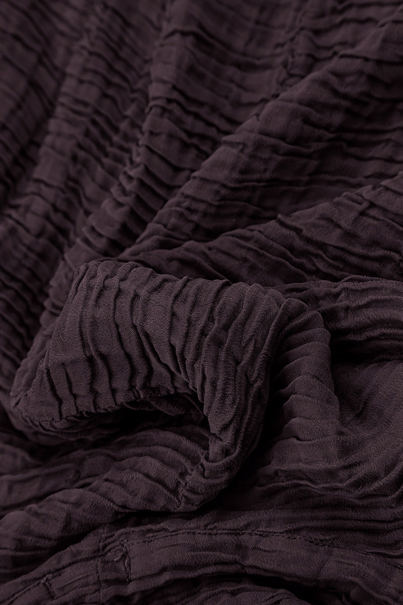 Deep Plum Plissé Silk Scarf 7