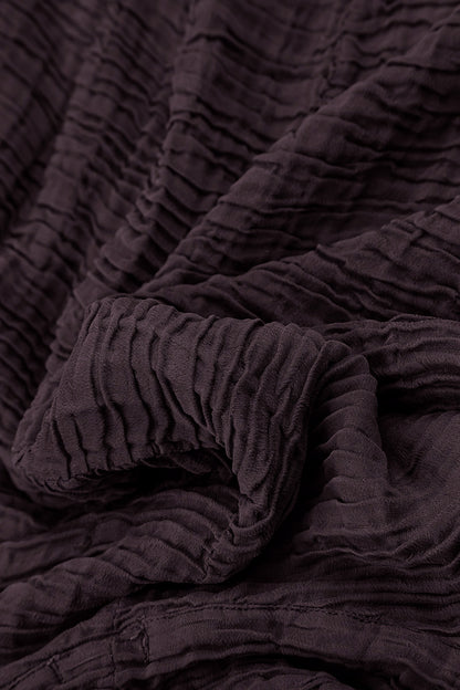 Deep Plum Plissé Silk Scarf