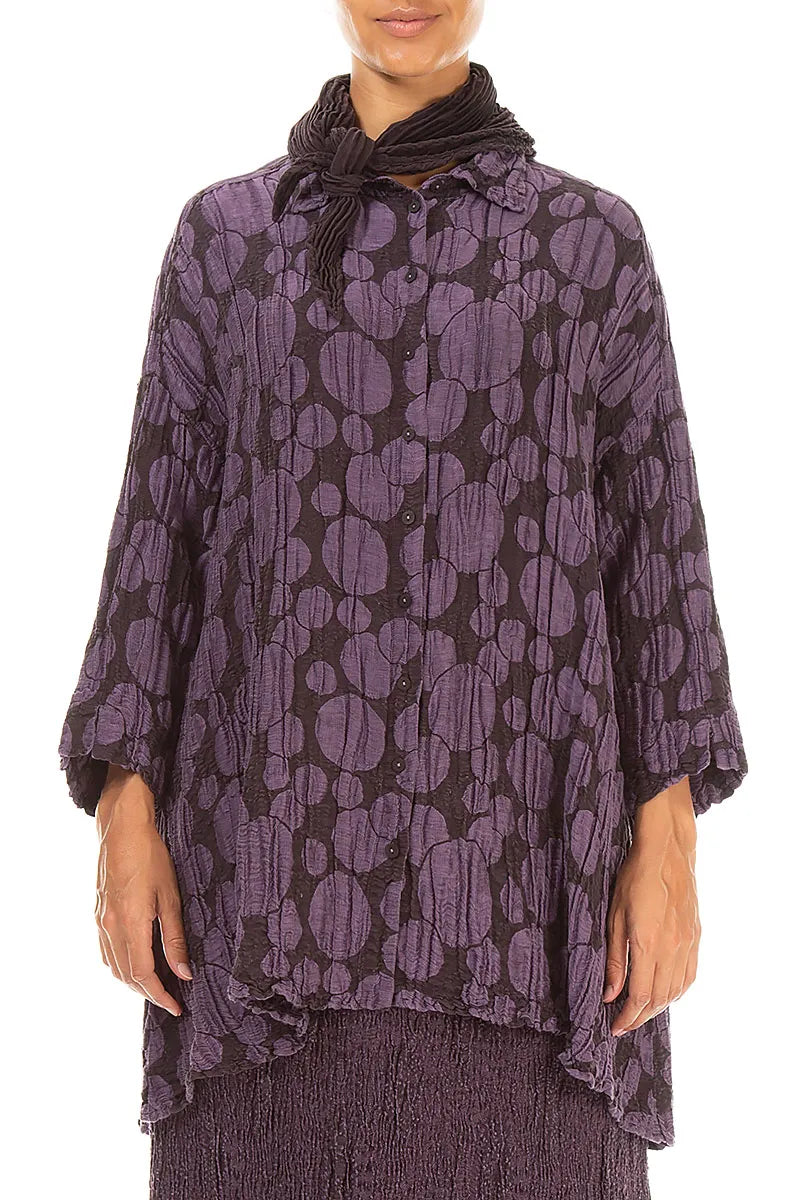 Deep Plum Plissé Silk Scarf 1