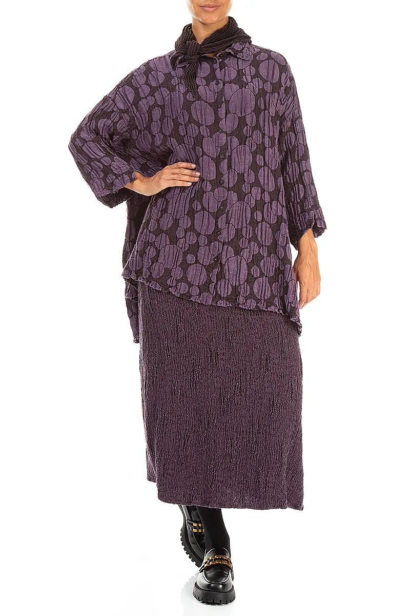 Deep Plum Plissé Silk Scarf 2
