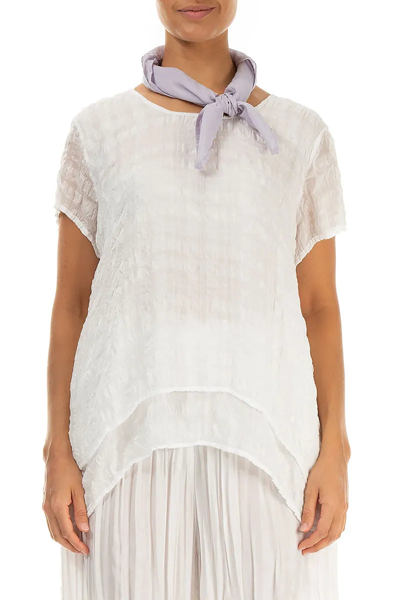 Écharpe carrée en soie et coton lilas