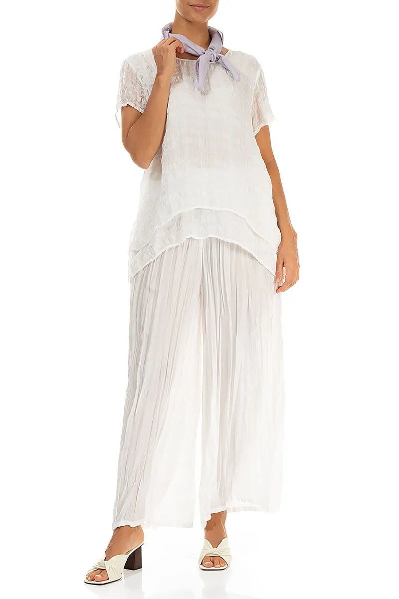 Écharpe carrée en soie et coton lilas