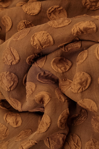 Square Neck Bubble Aged Copper Silk Dress 5