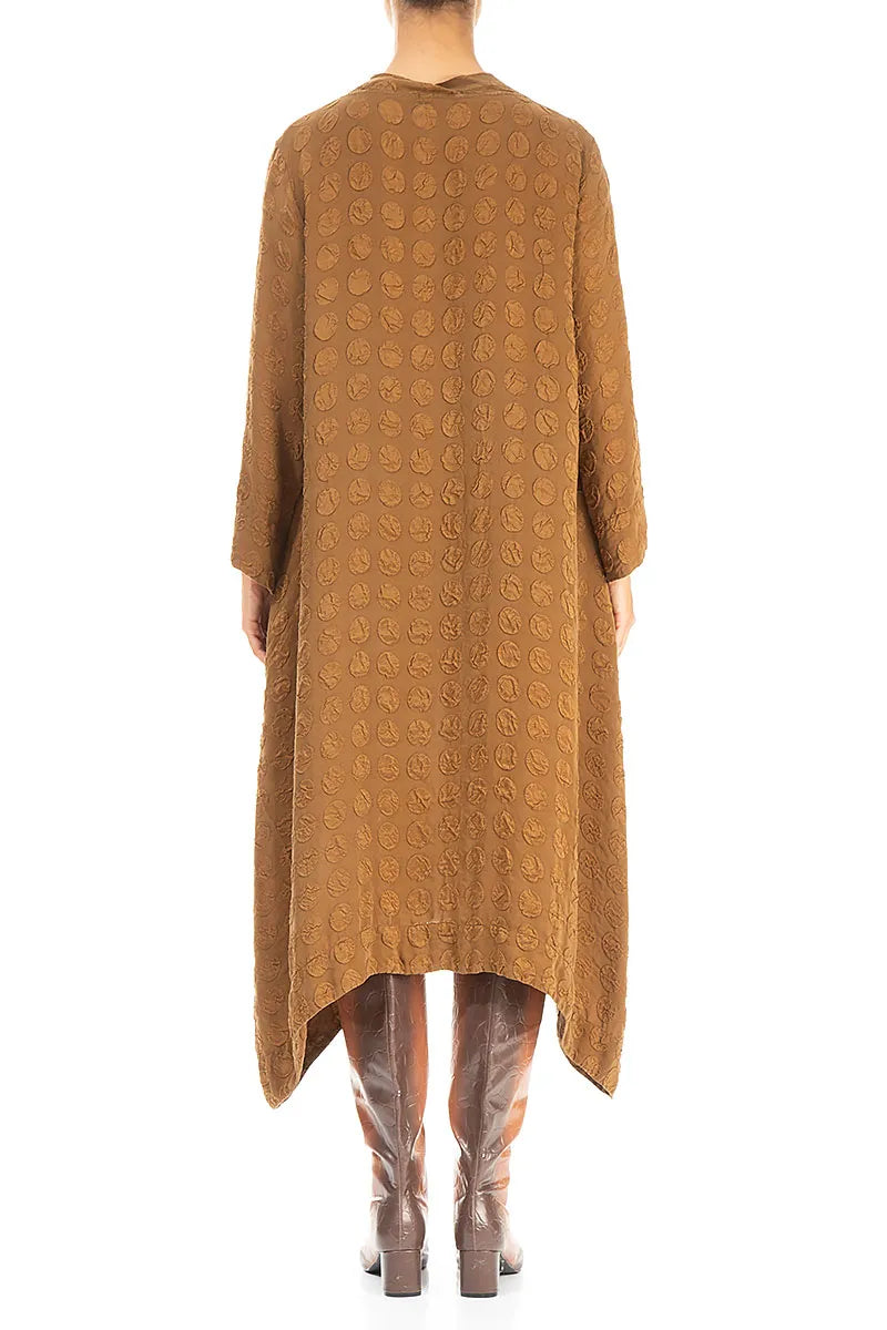 Square Neck Bubble Aged Copper Silk Dress 2