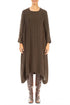 Square Neck Bubble Forest Brown Silk Dress 1