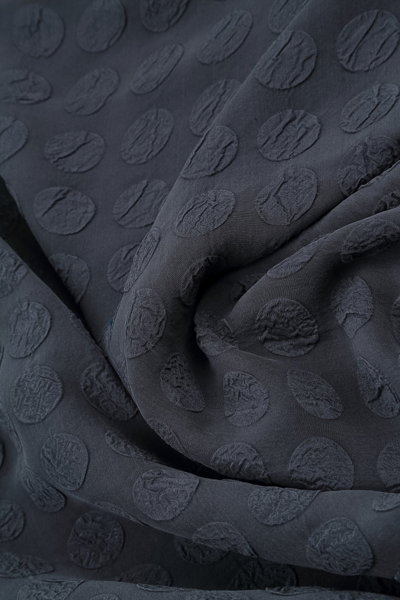 Square Neck Bubble Graphite Blue Silver Silk Dress 4