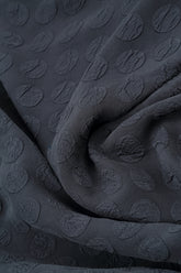 Square Neck Bubble Graphite Blue Silver Silk Dress 4