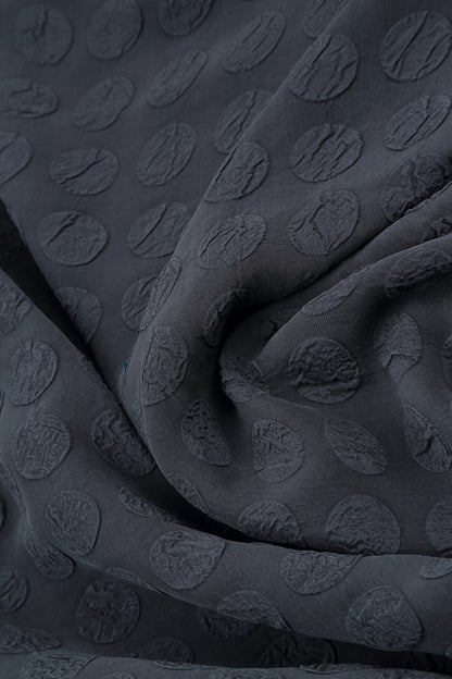 Square Neck Bubble Graphite Blue Silver Silk Dress 4