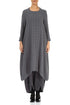 Square Neck Bubble Grey Silver Silk Dress 1