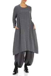 Square Neck Bubble Grey Silver Silk Dress 4