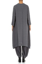 Square Neck Bubble Grey Silver Silk Dress 2