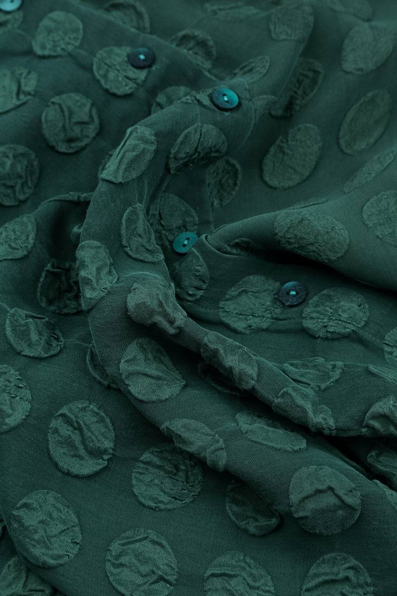 Square Neck Bubble Peacock Silk Dress 5