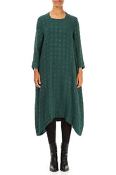 Square Neck Bubble Peacock Silk Dress 1