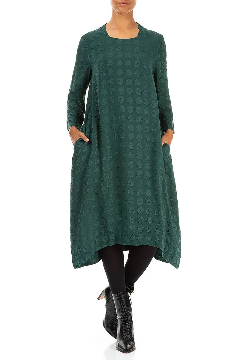 Square Neck Bubble Peacock Silk Dress 4