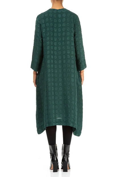 Square Neck Bubble Peacock Silk Dress 2