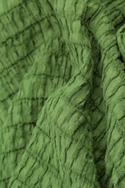 Square Neck Shamrock Green Textured Linen Tunic