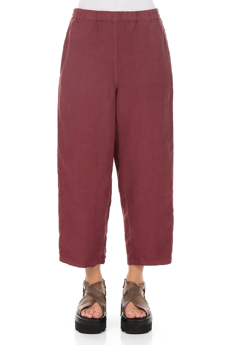 Straight Antique Ruby Linen Trousers