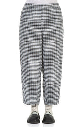 Straight Back Seam Heritage Check Linen Trousers 1