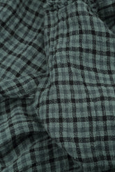 Straight Back Seam Sage Heritage Check Linen Trousers 5