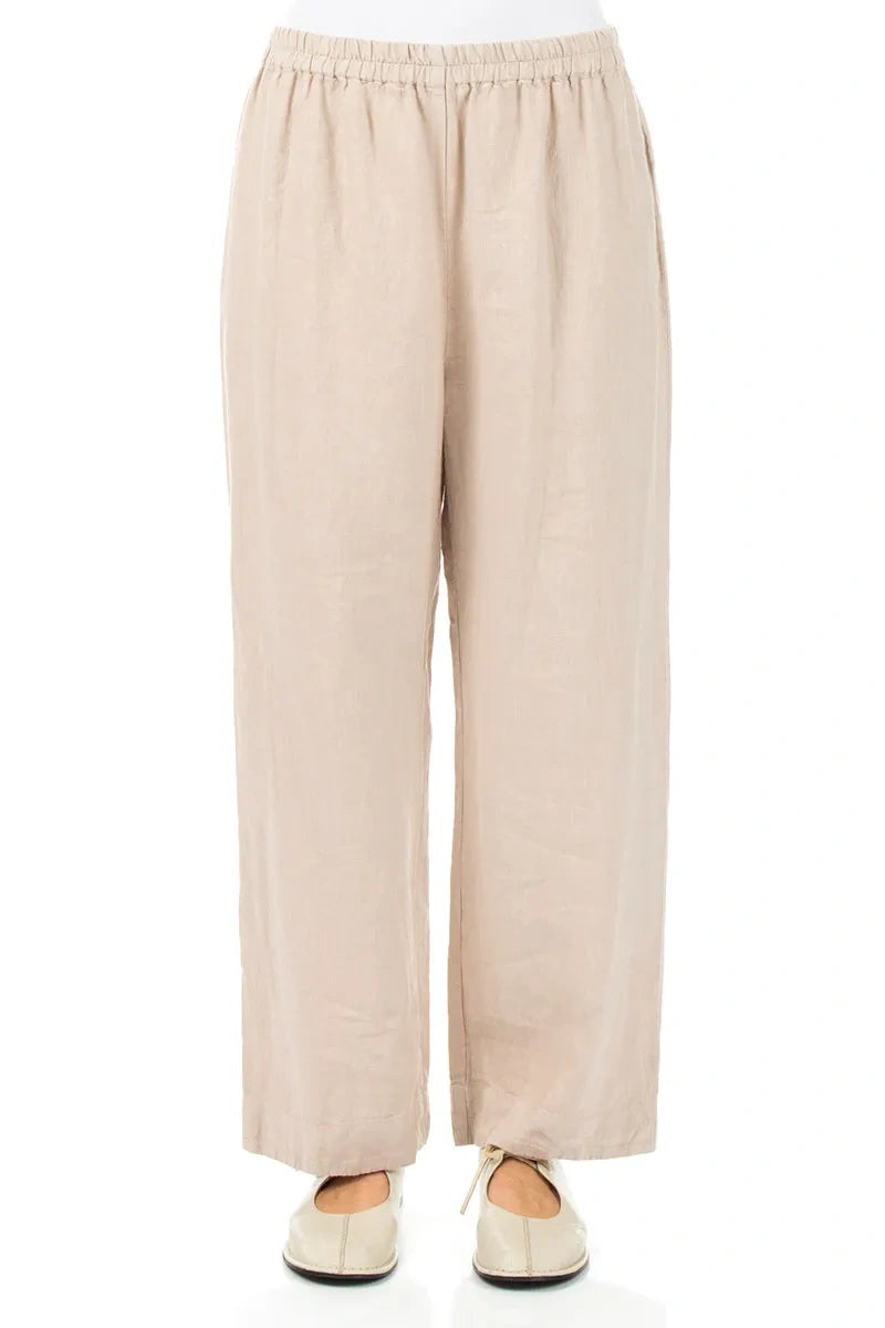 Straight Beige Linen Trousers 1