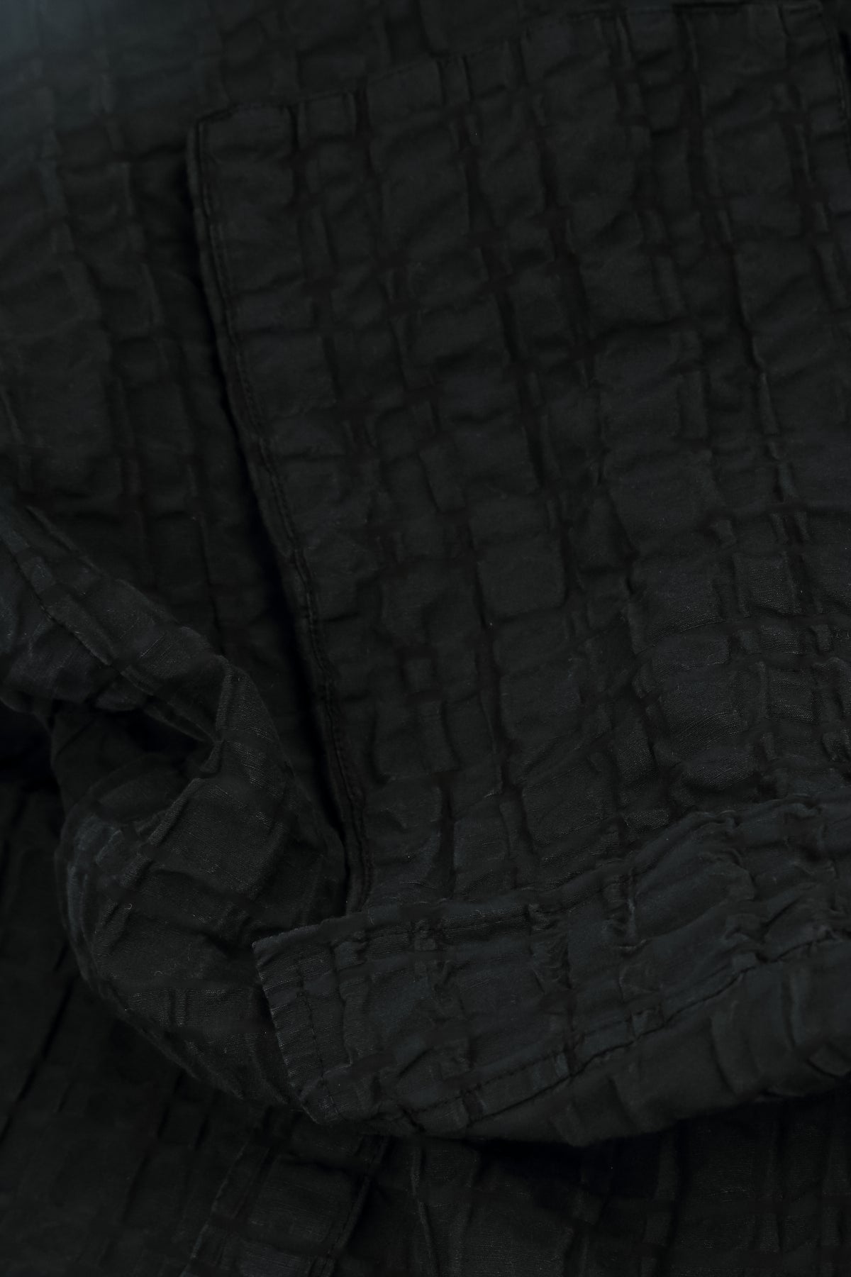 Straight Black Checkered Linen Cotton Trousers