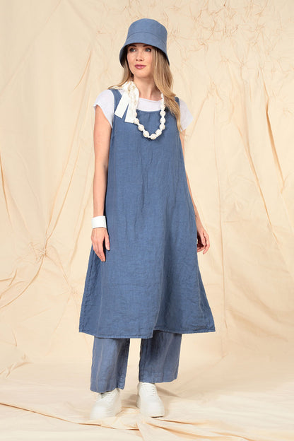 Straight Blue Nova Linen Trousers 5