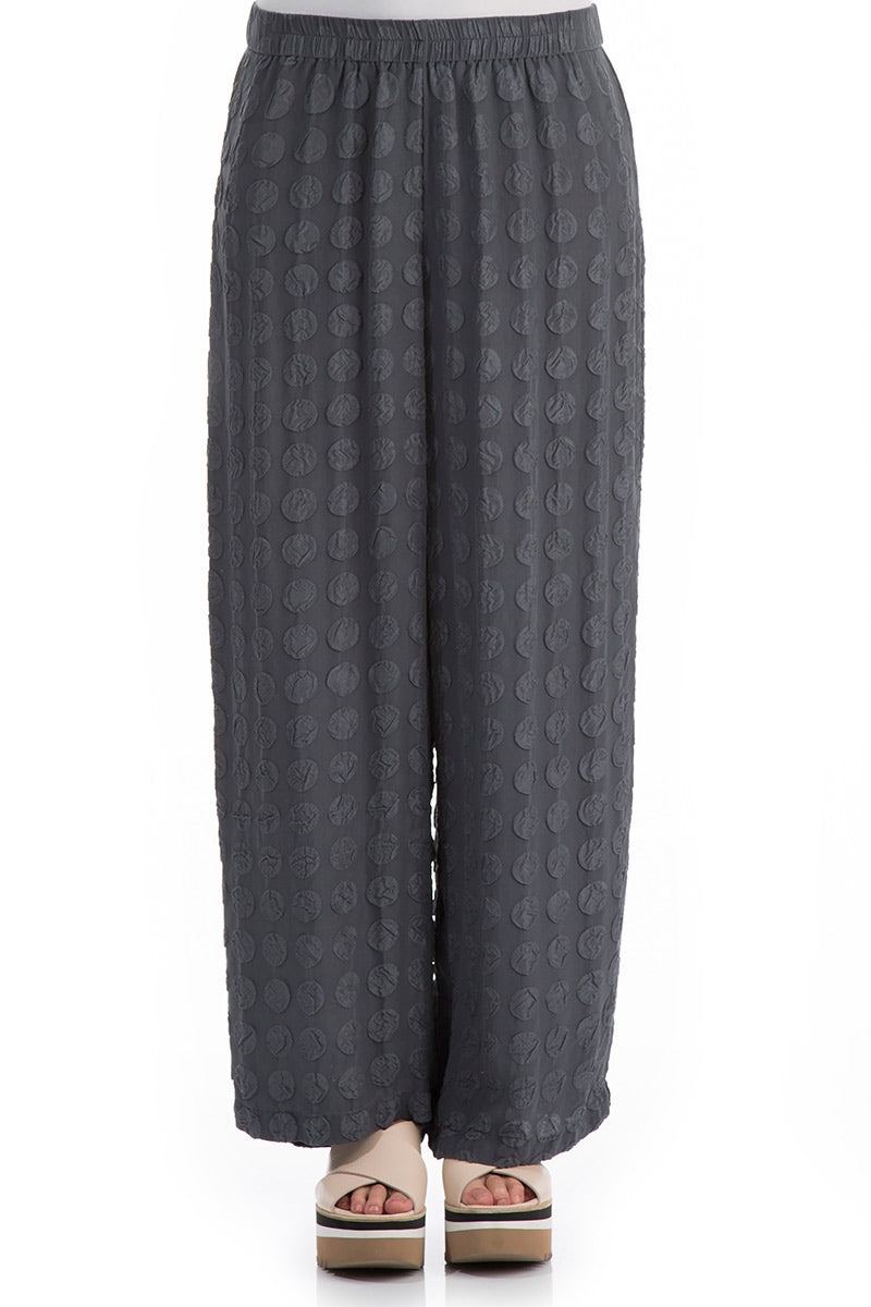 Straight Bubble Charcoal Silk Trousers