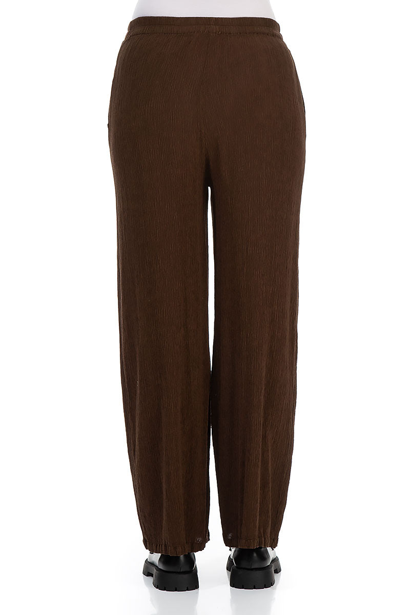 Straight Chocolate Silk Viscose Trousers