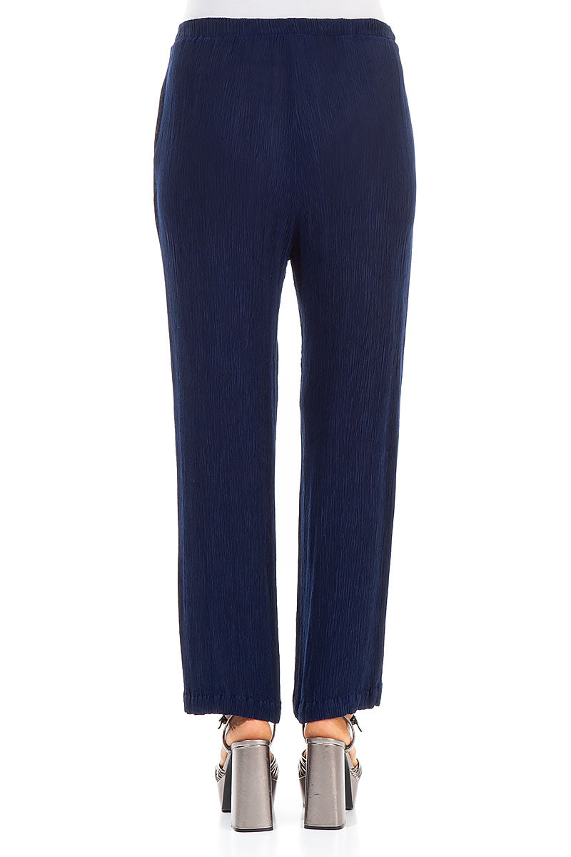 Straight Cobalt Blue Silk Viscose Trousers