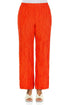 Straight Crinkled Flame Orange Silk Linen Trousers 1