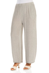 Straight Cropped Beige Silk Viscose Trousers 3