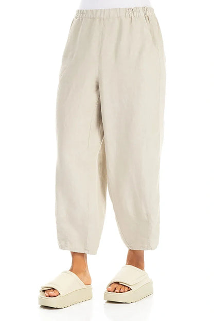 Straight Cropped Natural Linen Trousers 3