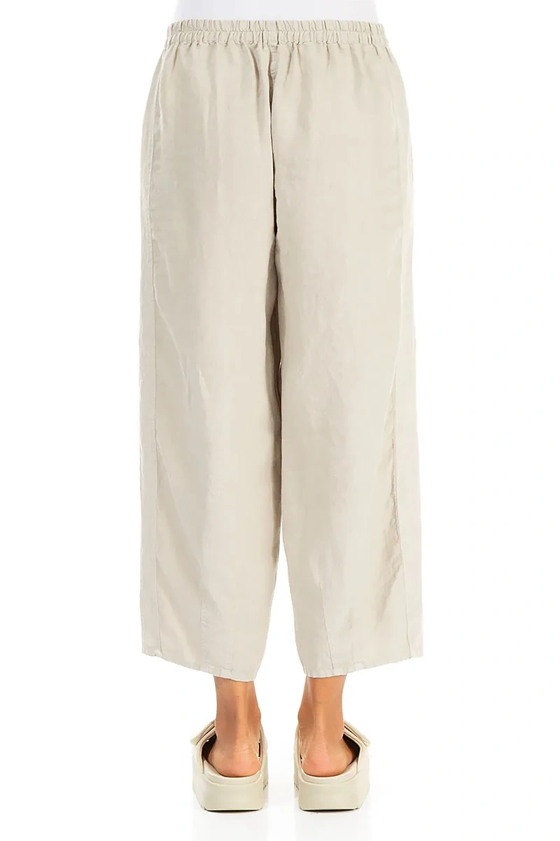Straight Cropped Natural Linen Trousers