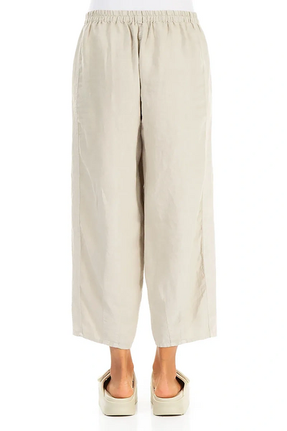 Straight Cropped Natural Linen Trousers 2