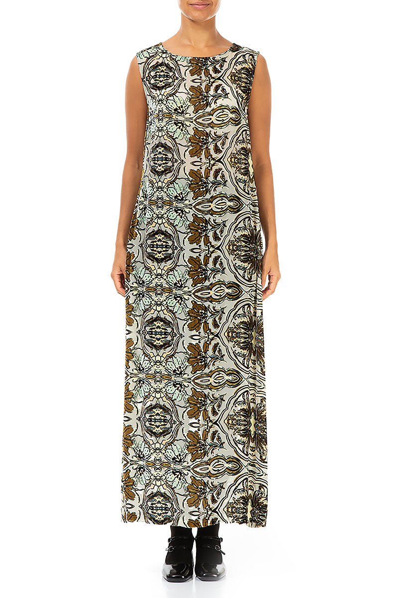 Devoré Ornament Silk Velvet Maxi Dress