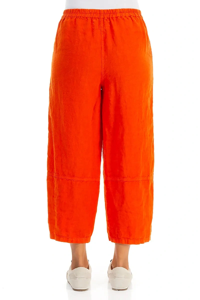 Straight Flame Orange Linen Trousers 2