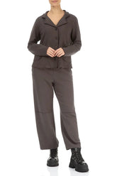 Straight Forest Brown Cotton Trousers 4