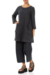 Straight Graphite Linen Trousers 4