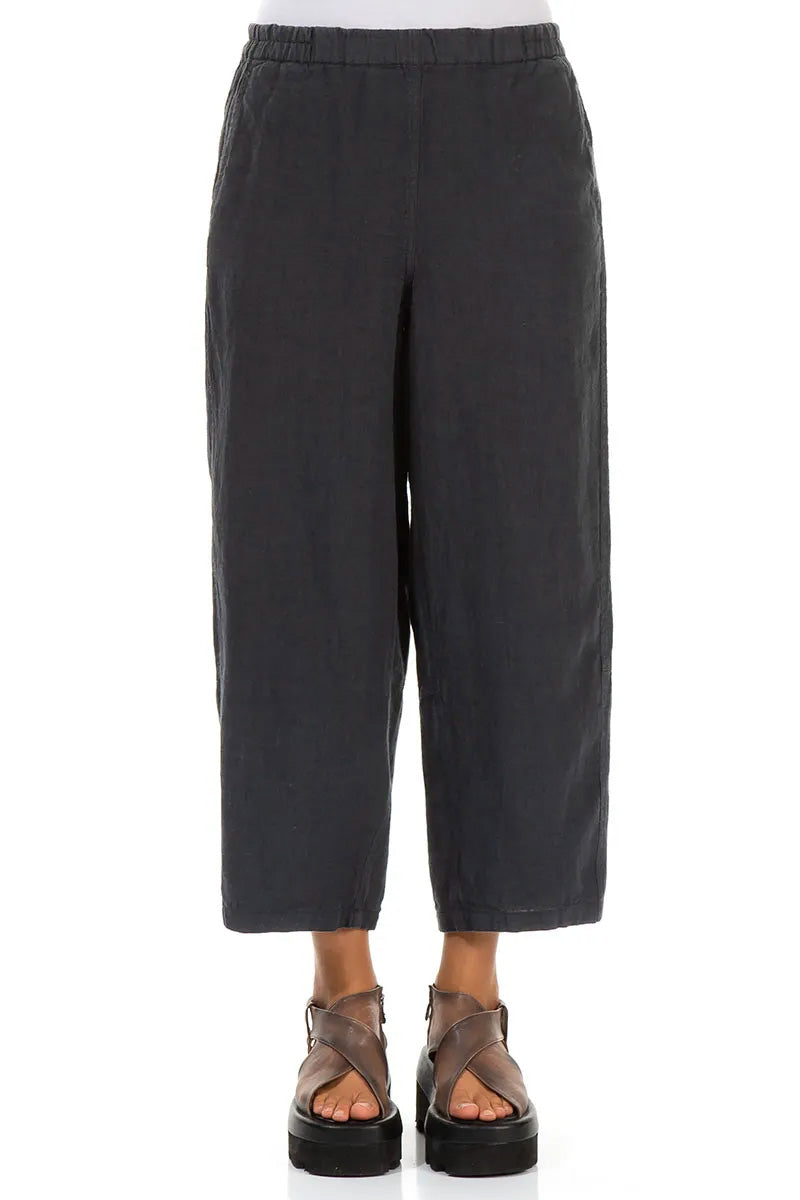 Straight Graphite Linen Trousers 1