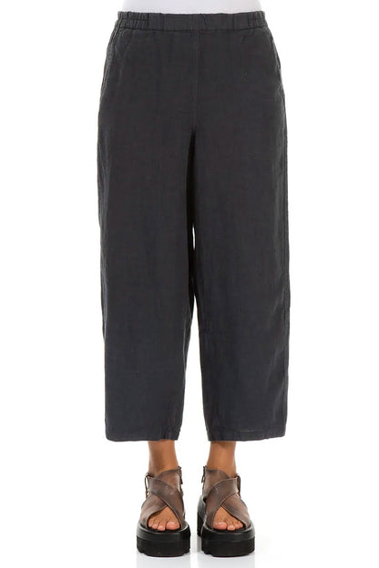 Straight Graphite Linen Trousers 1