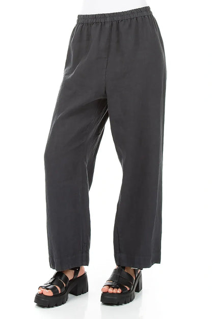 Straight Graphite Linen Trousers